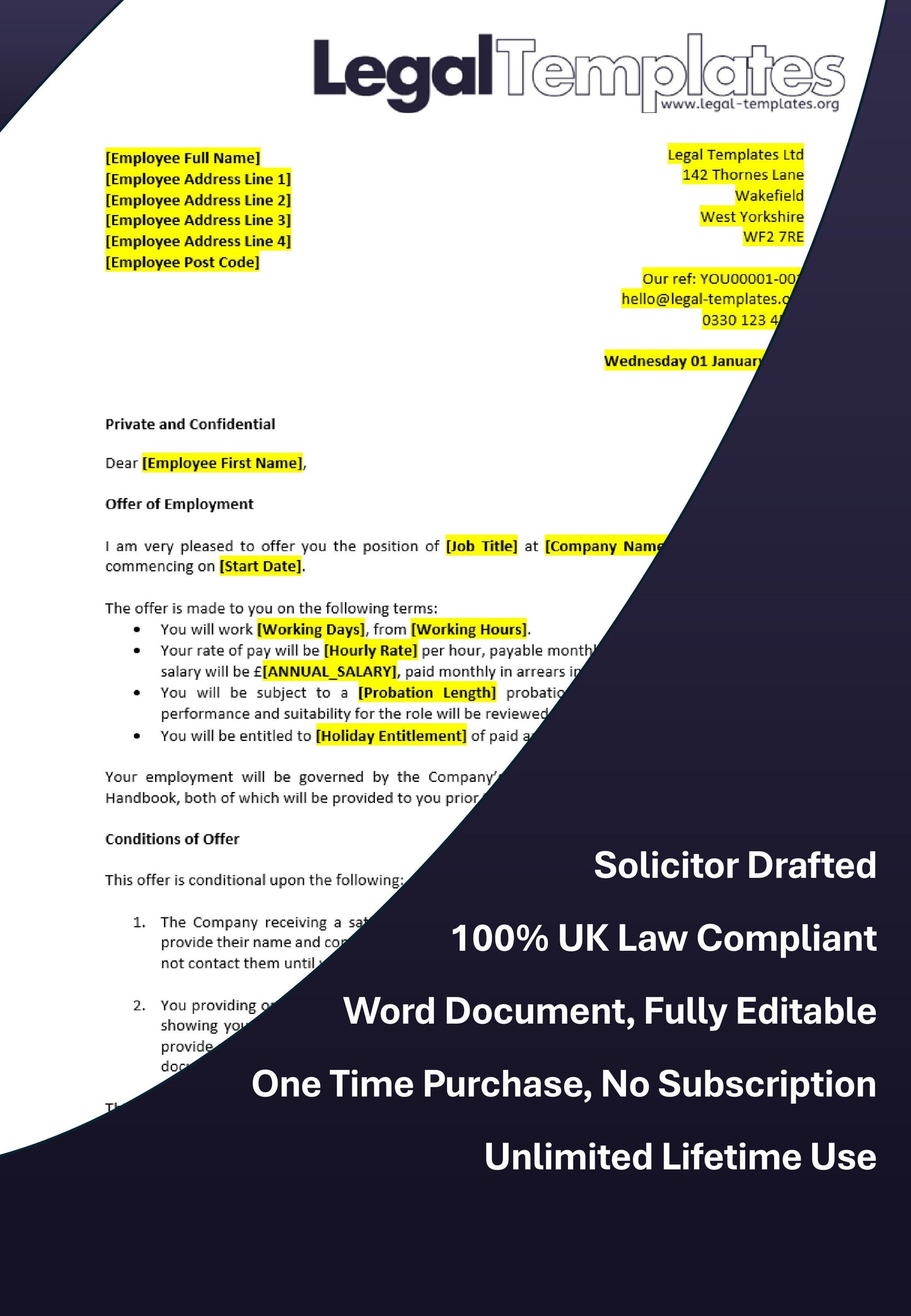 Job Offer Letter (UK Solicitor Drafted)