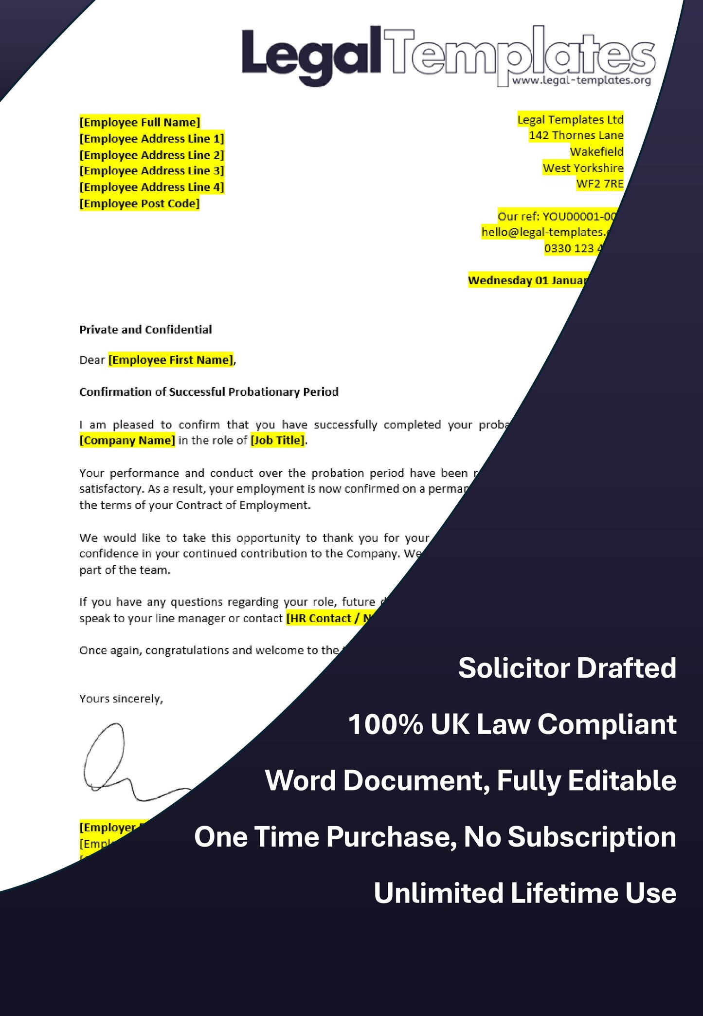 Probationary Period Success Letter (UK Solicitor Drafted)